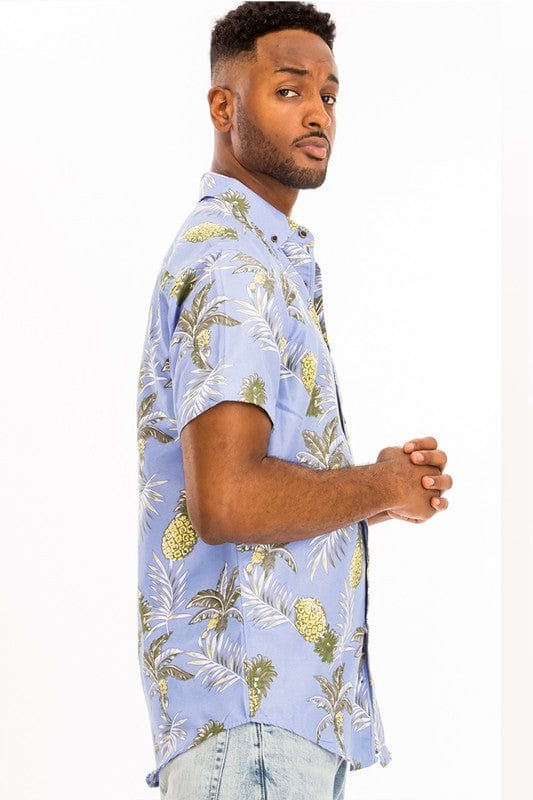 Hawaiian Print Button Down Shirt