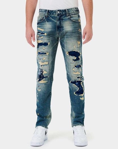 Men's Repair Straight Denim Jeans