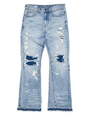 Knee Destroyed Slim Flare Denim