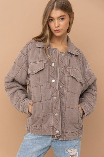 Stone Washed Quilted Jacket