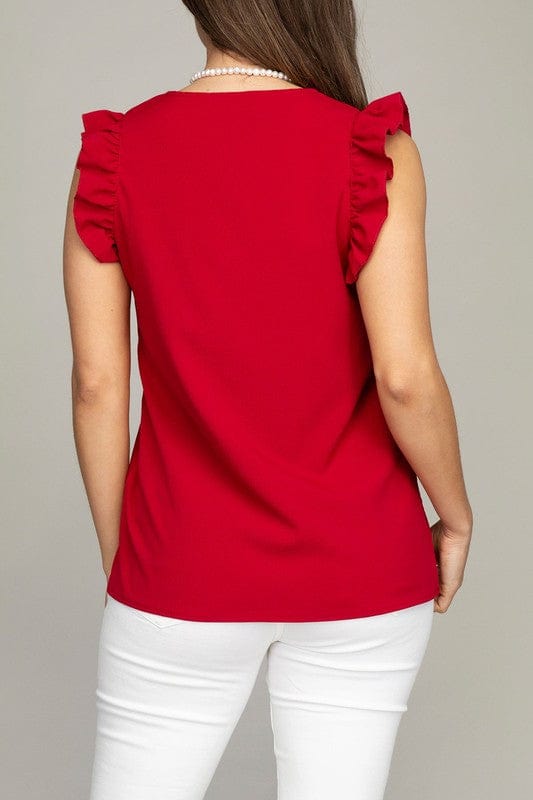 Women's V neck ruffle sleeve shirt