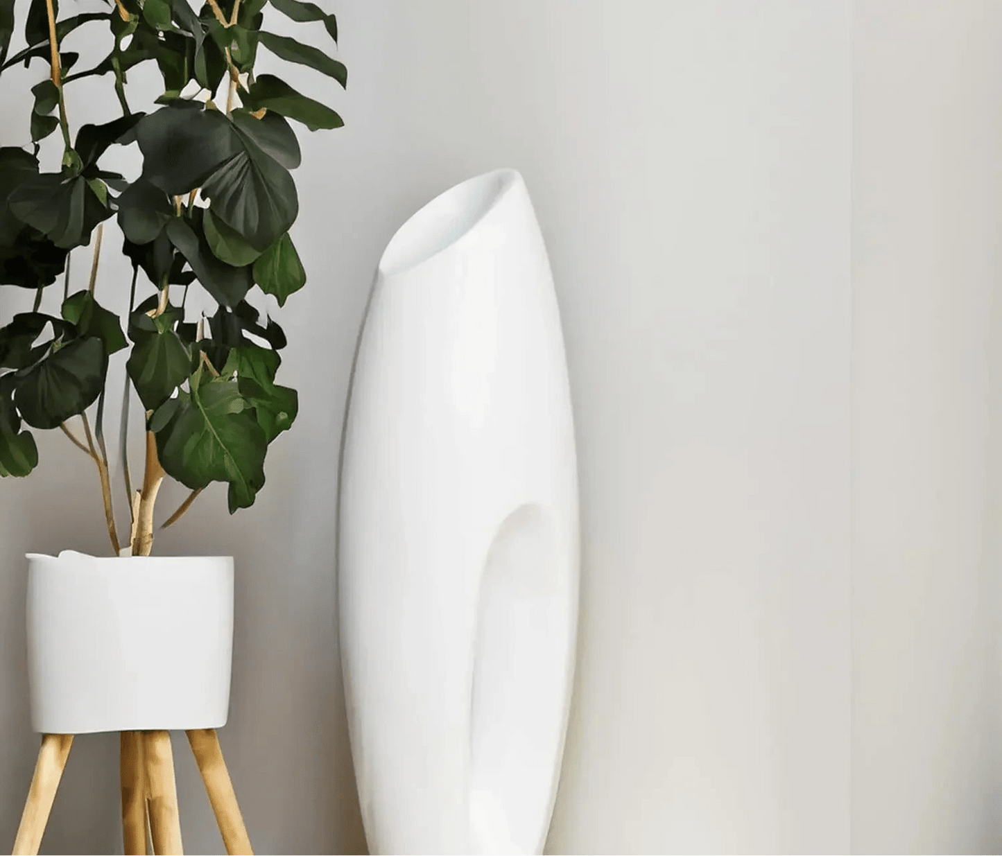 Tall Floor Vase, Modern White Large Floor Vase, 40-inch Vase, Decorative Lightweight , Home Decor