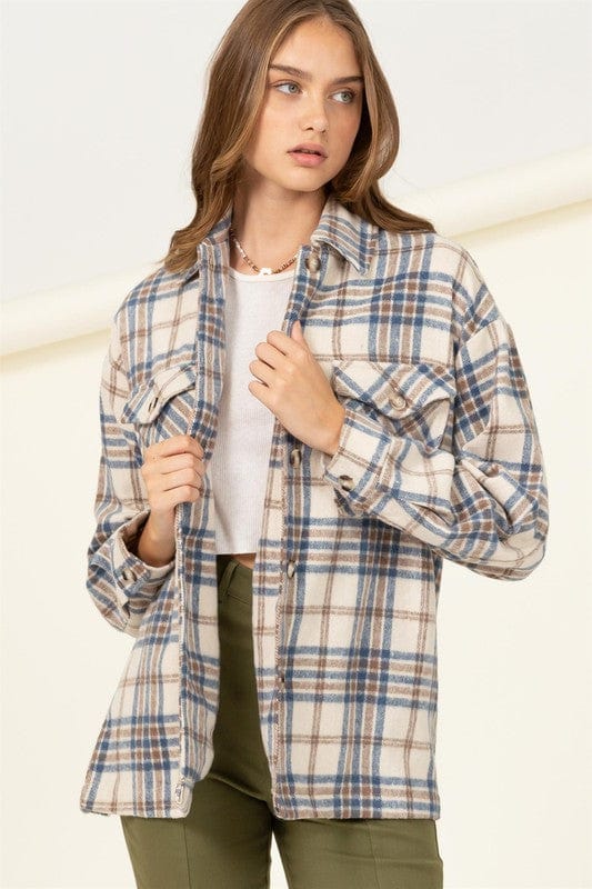Checkered Print Button-Front Top