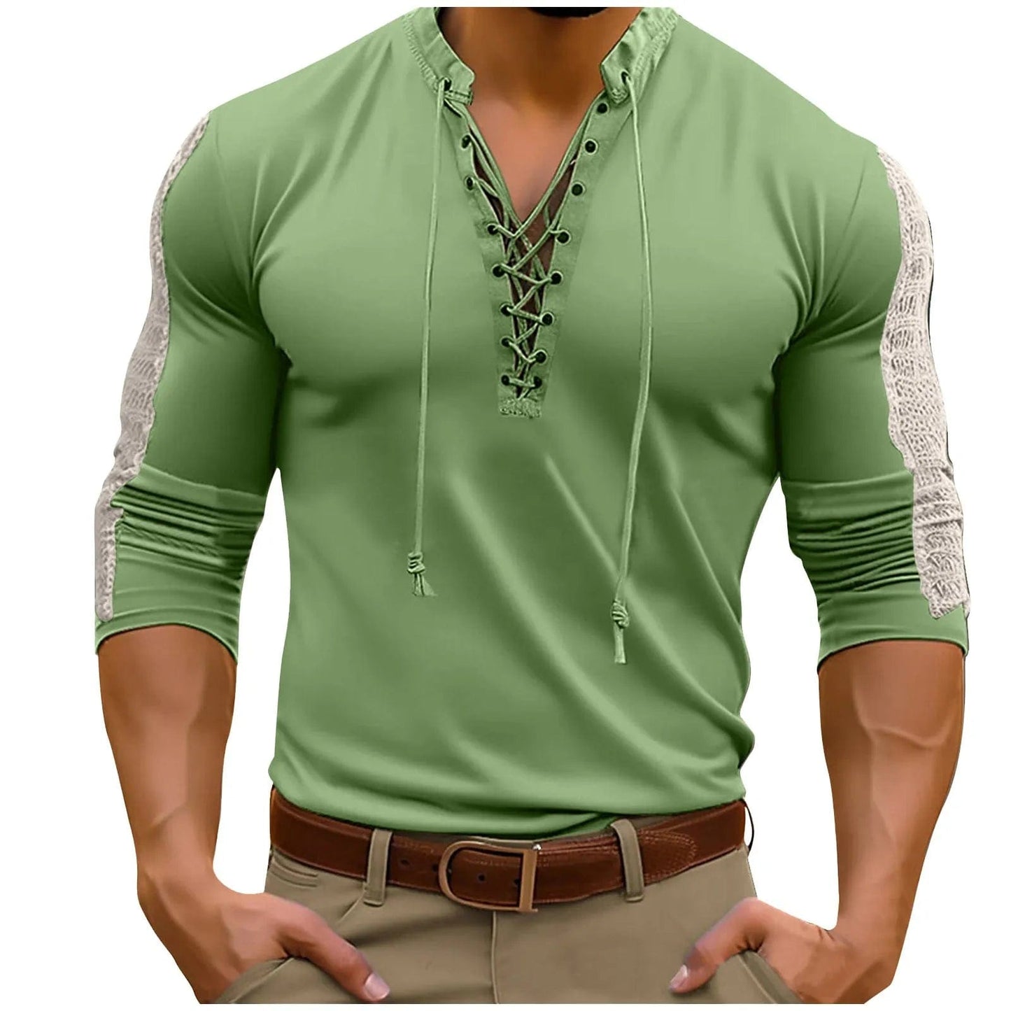 Mens Simple Button Pullover Long Sleeved T Shirt