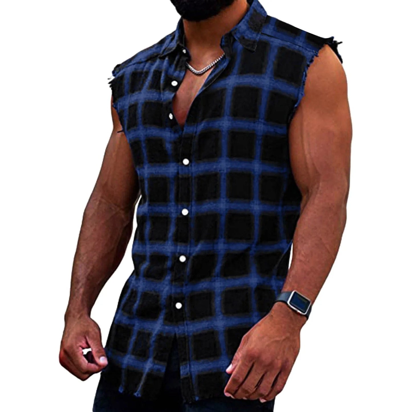 Men's Summer Fashion Casual Plaid Print Vest