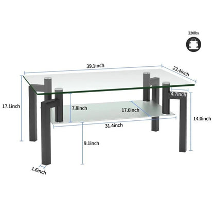 Wood Tempered Glass Top Table