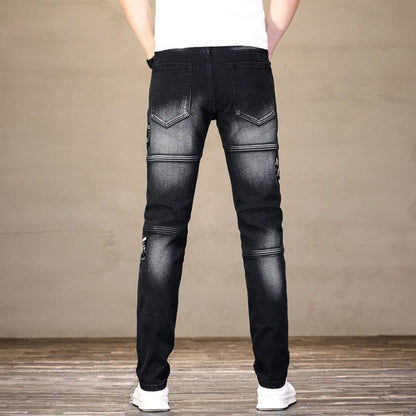Men's Neon Letters Print Patches Jeans