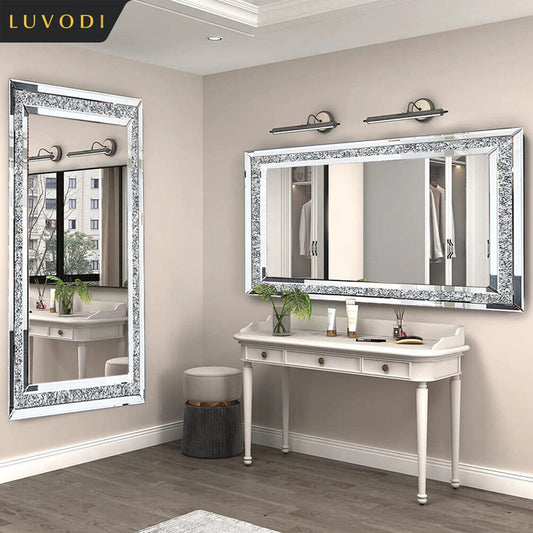 Rhinestone Diamond Frameless Vanity Mirrors Wall Mounted Dressing Mirror for Home