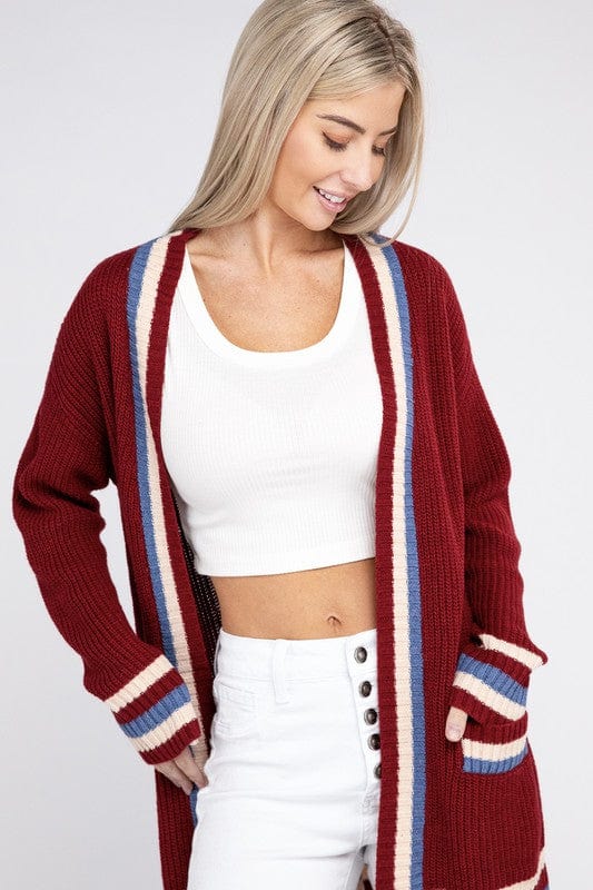 Open cardigan with contrast trim