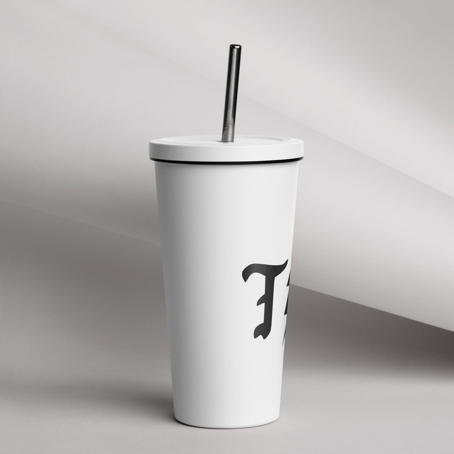 Insulated tumbler with a straw