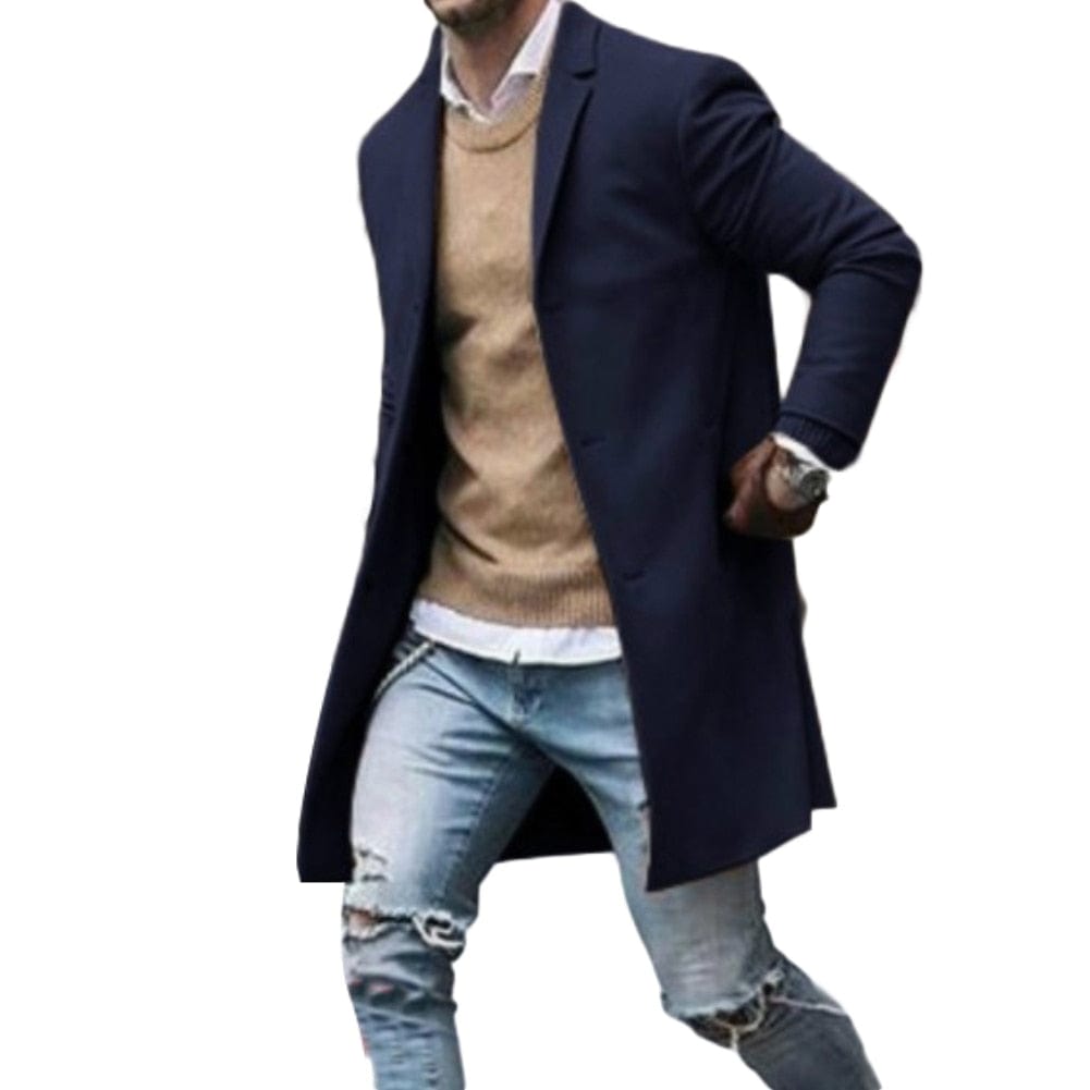 Men's Fashion Solid Color Trench Coat – THUNDER HOODIE