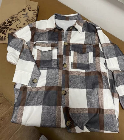 Women Checkered Cardigan Shirt