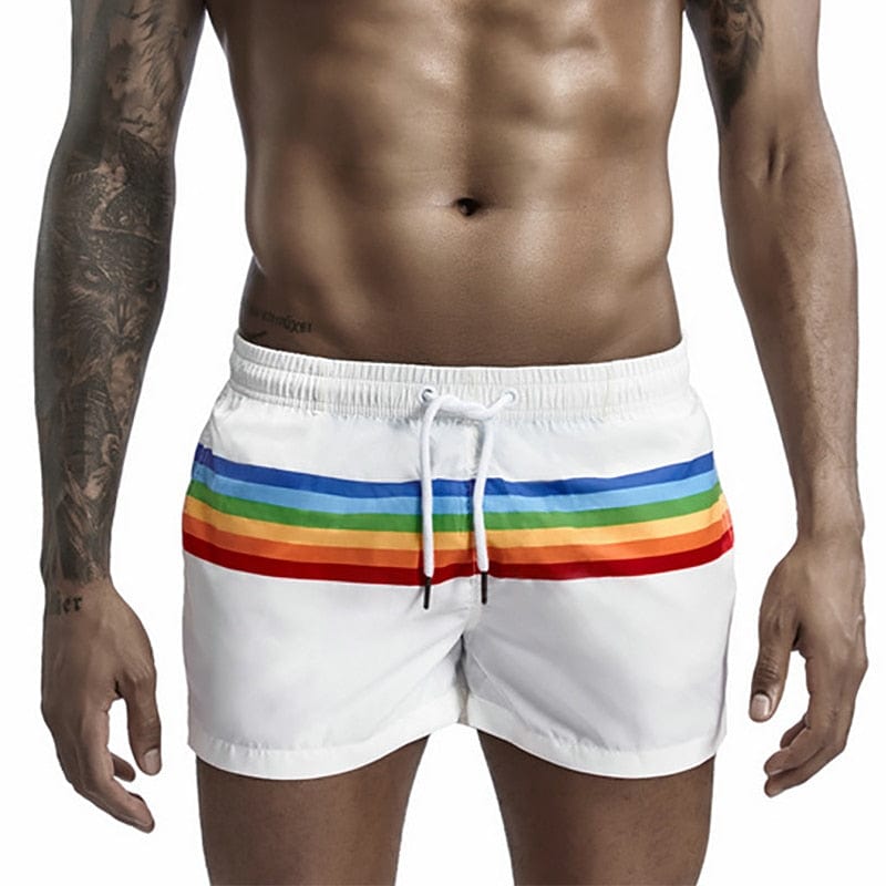 Men Rainbow Striped Shorts