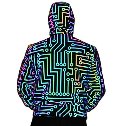 Men's geometric circuit lines colorful Hoodie