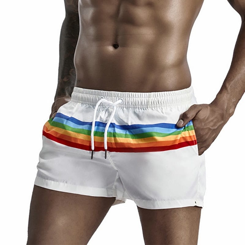 Men Rainbow Striped Shorts