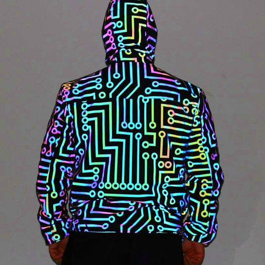 Men's geometric circuit lines colorful Hoodie