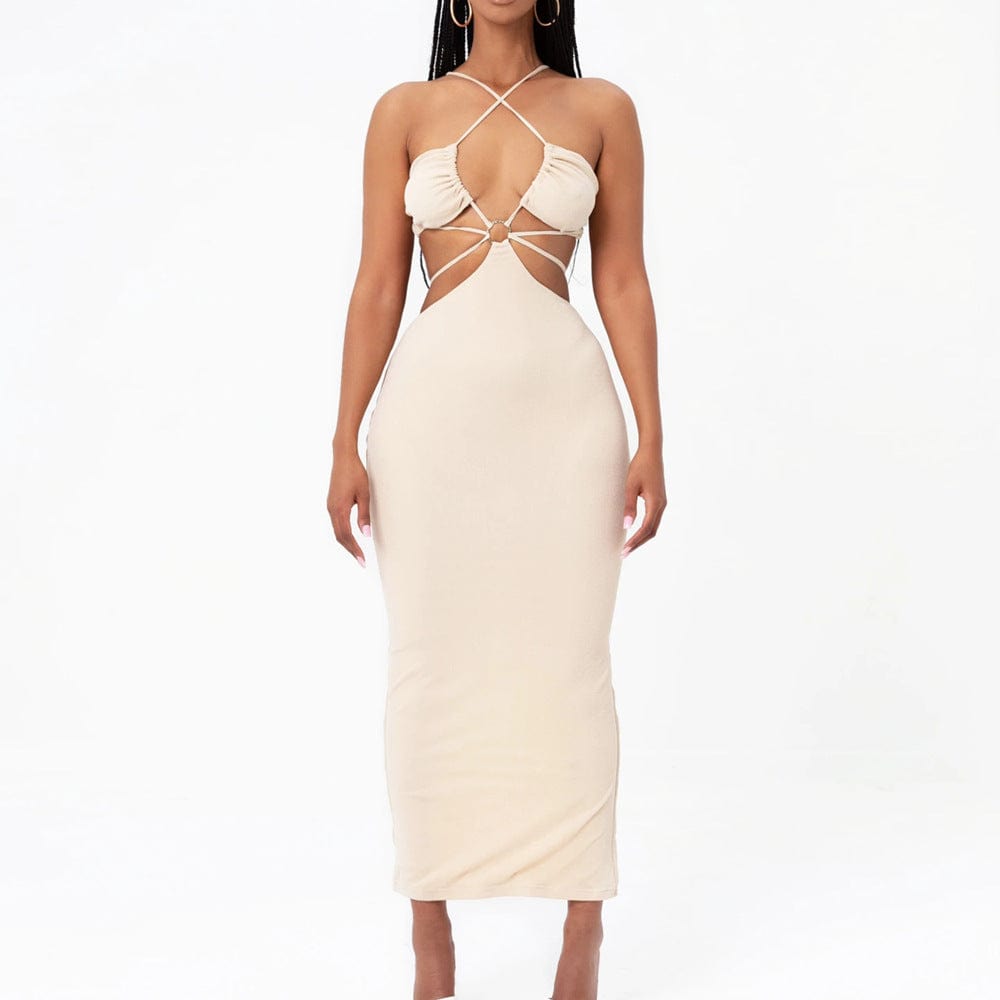 Women Hollow out Strap Halter Dress