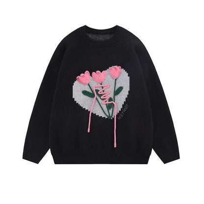Flower Heart Loose Sweater