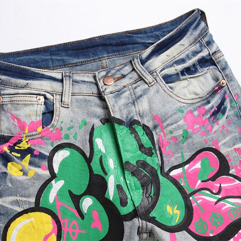 Men Colored Graffiti Style Pants