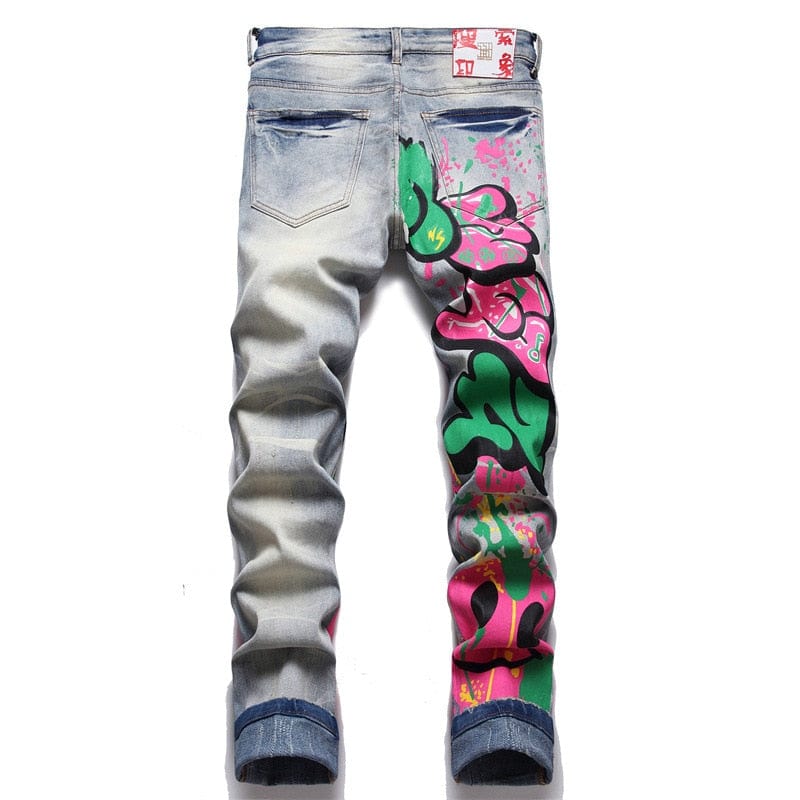 Men Colored Graffiti Style Pants