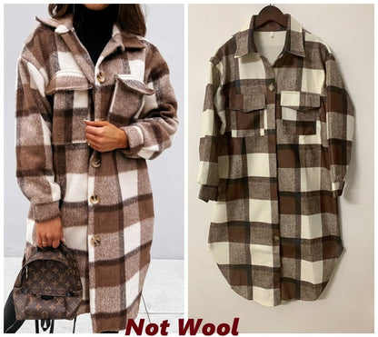 Women Checkered Cardigan Shirt