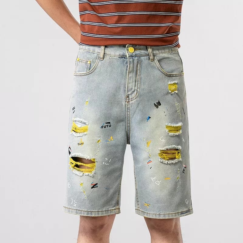 Mens Ripped Short Jeans