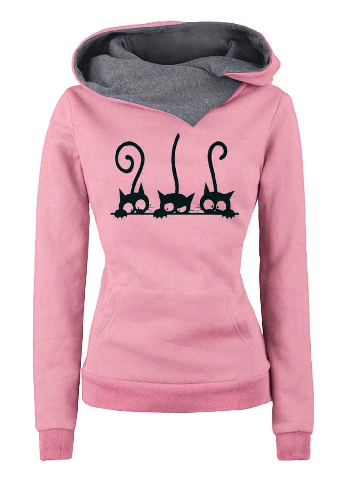 Women Cat Printed Hoodie Sweatshirt