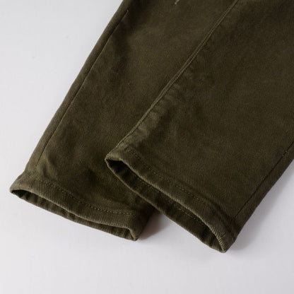 Men Military Green Ripped Jeans