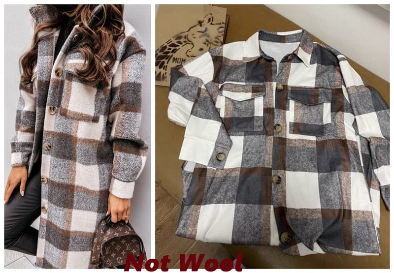 Women Checkered Cardigan Shirt