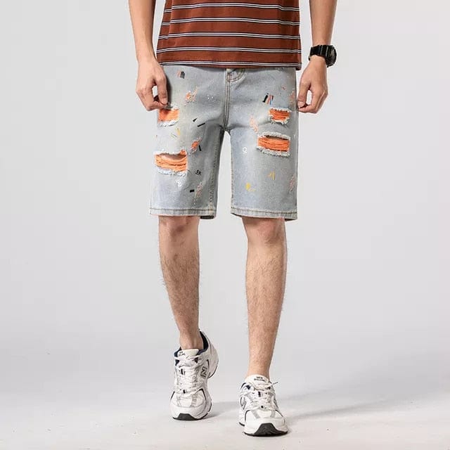 Mens Ripped Short Jeans