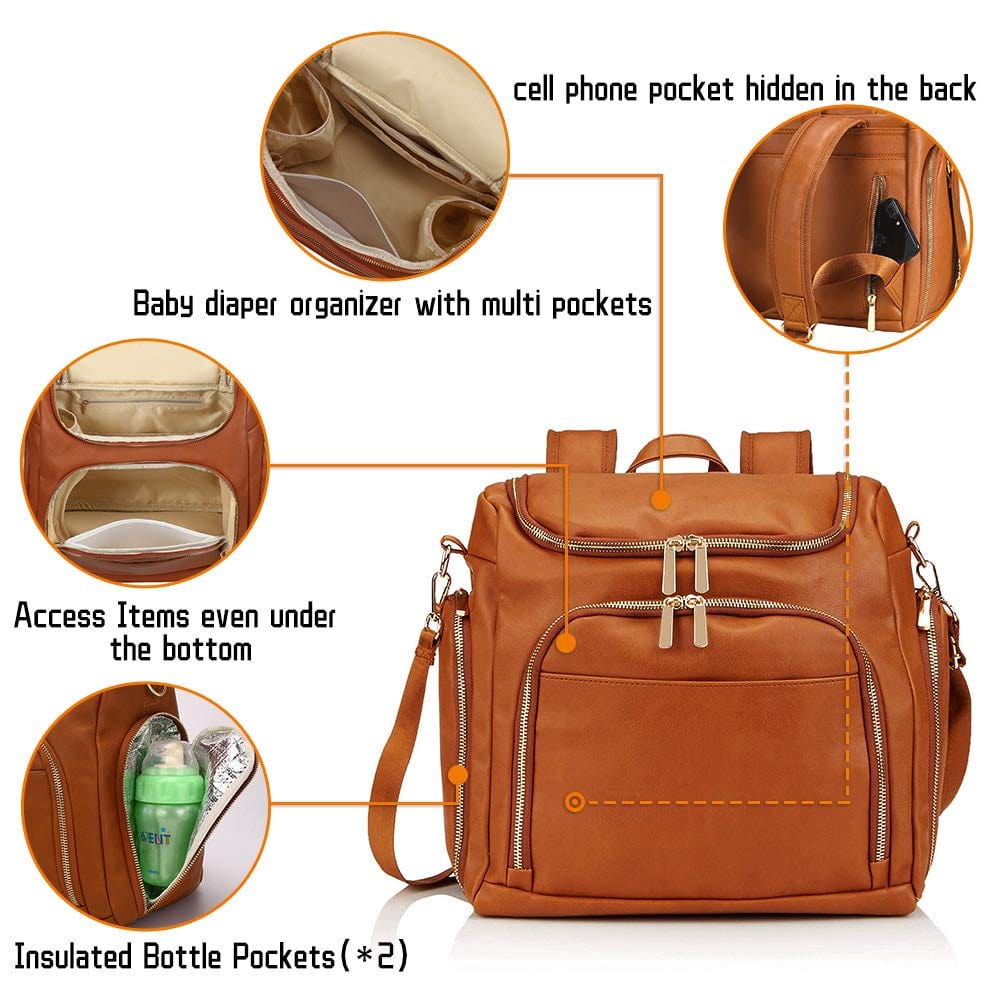 7-in-1 Baby Diaper Leather Bag