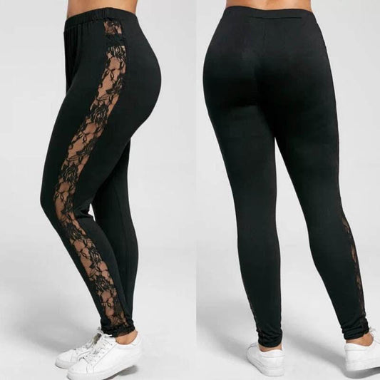 Women Lace Flower Print Yoga Pants