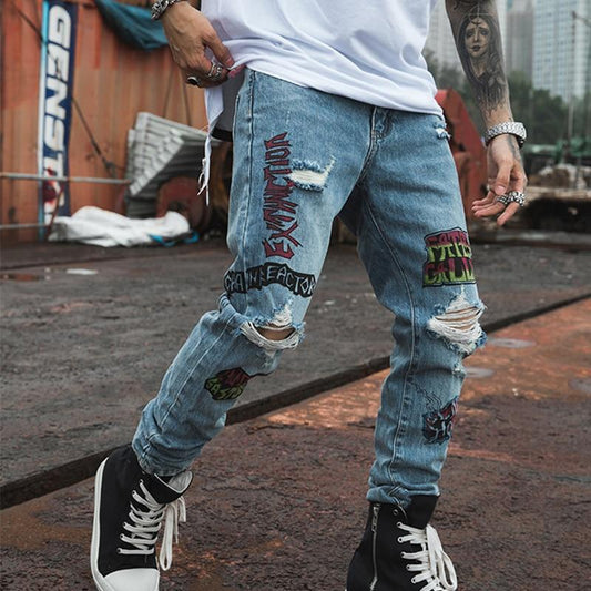 Graffiti Ripped Hole jeans