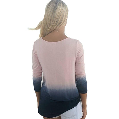 Womens Plus Size Pink Blue Gradient Tie-dye Shirt