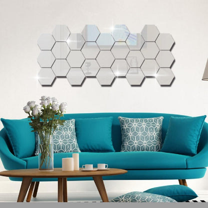Geometric 3D Hexagon Wall Mirror Sticker