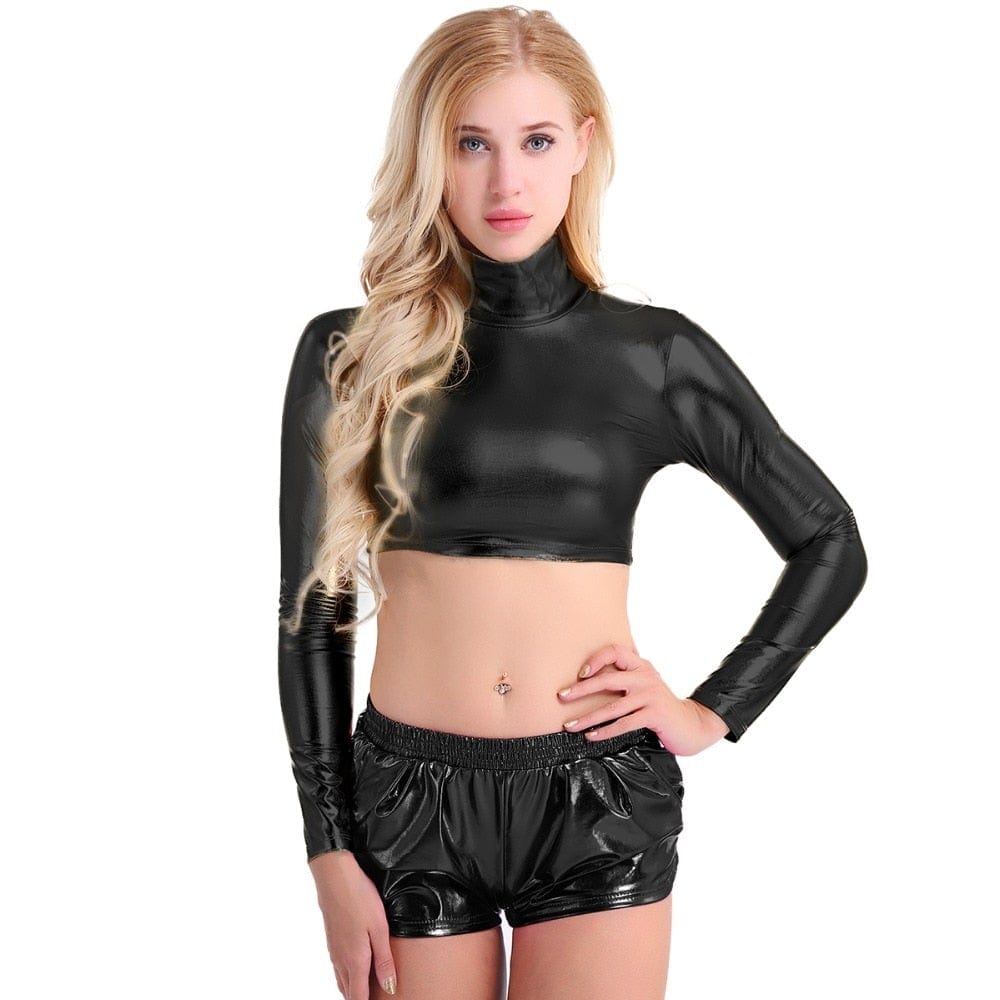 Womens Leather Crop Top