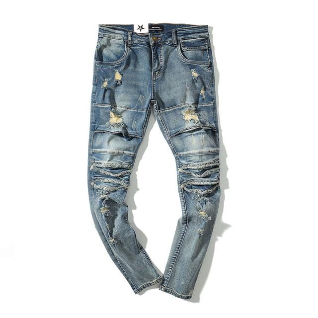 Mens Distressed Ripped Slim Fit Jeans