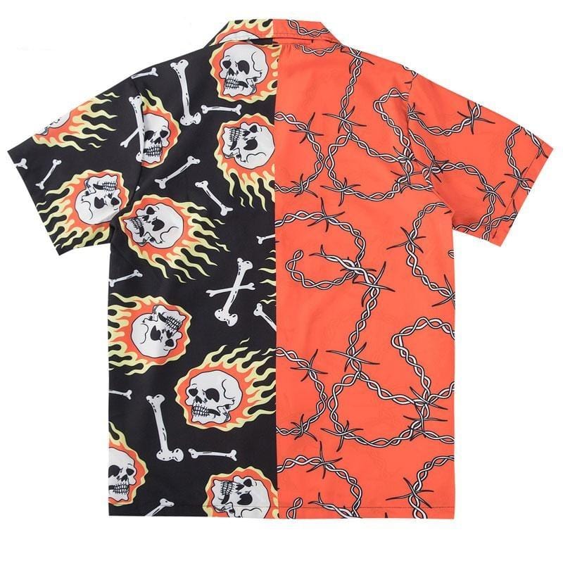 Skull Chain Bone Print Polo Shirt