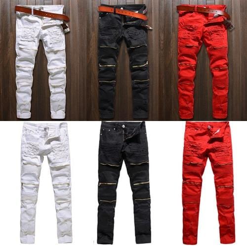 Men's Distressed Denim Ripped Jeans