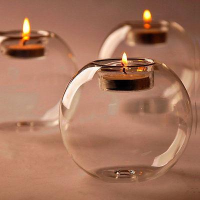 Round hollow glass candle holder