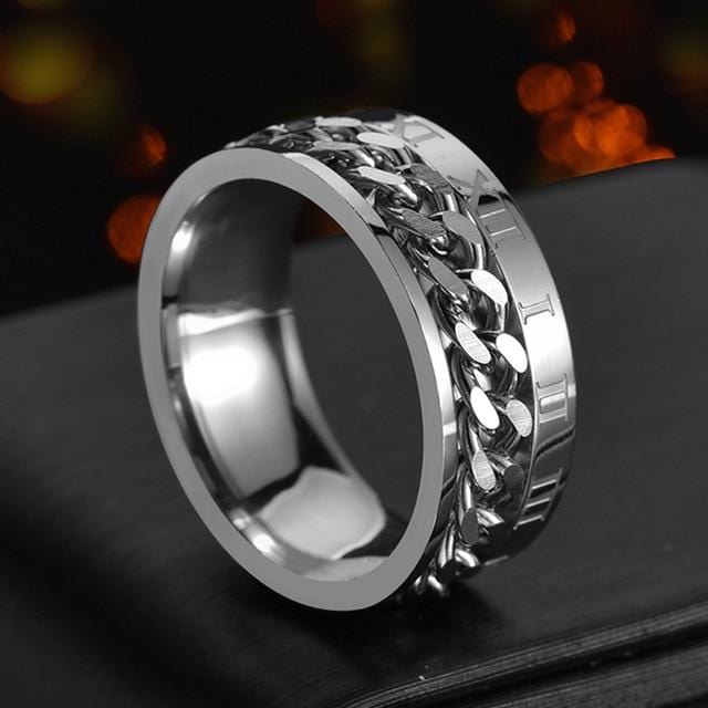 Stainless Steel Rotatable Mens Ring