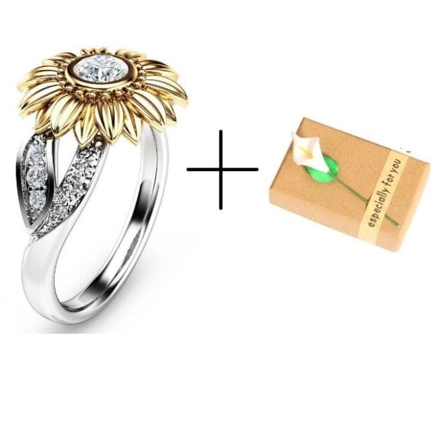 Two Tones Gold Sunflower Ring