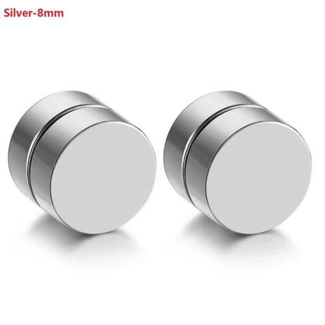 Unisex Stainless Steel Round Magnet Earrings