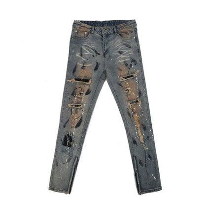 Bottom Zipper Destroyed Jeans