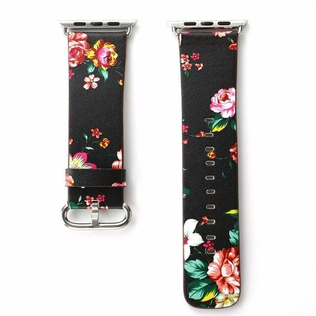 Floral Leather strap for Apple Watch