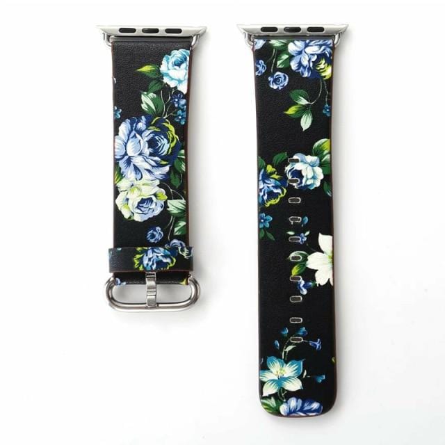 Floral Leather strap for Apple Watch