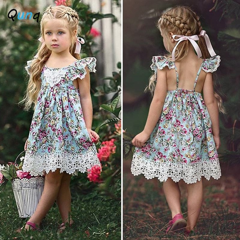 Floral Summer Girls Dress Kids Clothing