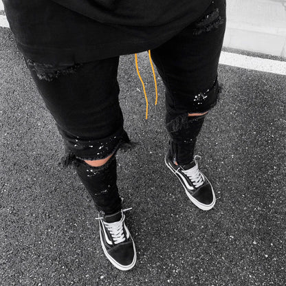 Men's Stretch Destroyed Ripped Jeans