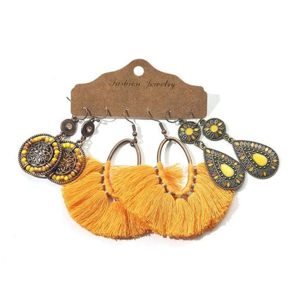 Color Feather Tassel Earrings Set for Women