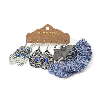 Color Feather Tassel Earrings Set for Women